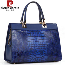 Pilkardan womens handbag genuine leather lady fashion handbag briefcase European and American wind blue head layer cow leather hand carrying bag