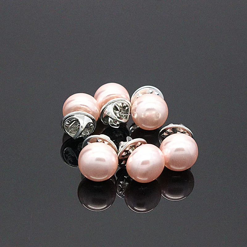 6 chiếc áo nịt ngực 12mm giả ngọc trai có khóa cố định và cài nút chống phai màu ở cổ áo sơ mi - Trâm cài