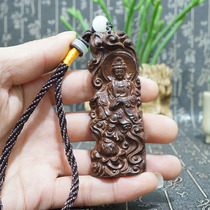 Vietnam agarwood wood carving Guanyin pendant Wooden car hanging crafts handle pieces Solid wood carving gift ornaments