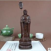 Agarwood Jizo Bodhisattva Tang Sanzang Ebony standing lotus Buddha Solid wood carving Mahogany handicraft decoration base