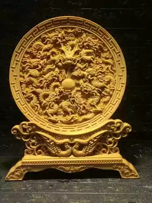 Cliff disc wood carving Maitreya dragon and phoenix Chengxiang Lotus Nine Dragon play beads ornaments Guanyin Buddha statue craft gift decoration boxwood