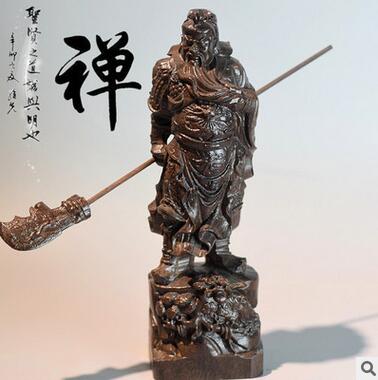 Agarwood wood carving Guan Gong ornament Black sandalwood Guanyin Martial God of wealth Buddha Statue Lucky and evil Guan Erye ornament Guan Yu