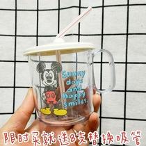 Limited time activity Japan SKATER Mickey Childrens baby kindergarten juice handle cup straw water glass 250ml