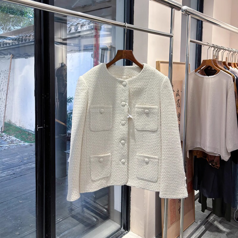 9/12 14:00 Imported Yarn Classic Four-Pocket Tweed Jacket in Chanel Style