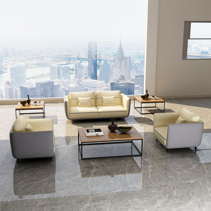 Factory direct sales of small reception guests simple modern office sofa coffee table combination three-seat business sofa