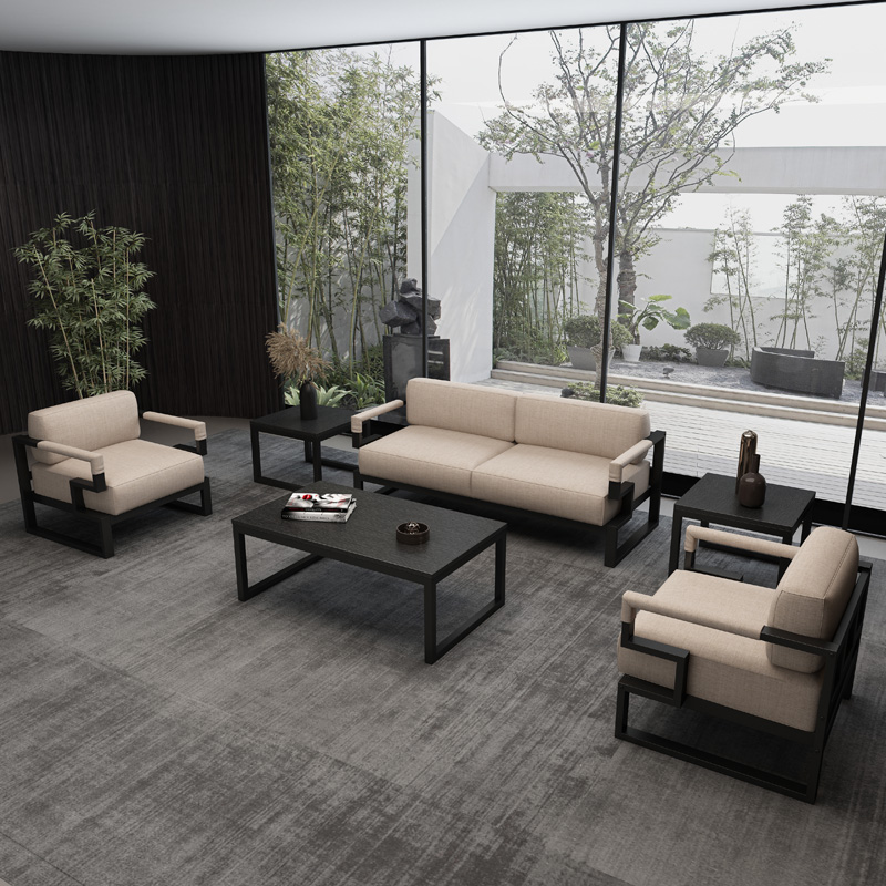 Factory direct sales New Chinese style modern minimalist negotiation meeting guest fabric fully removable and washable fabric can be customized office sofa