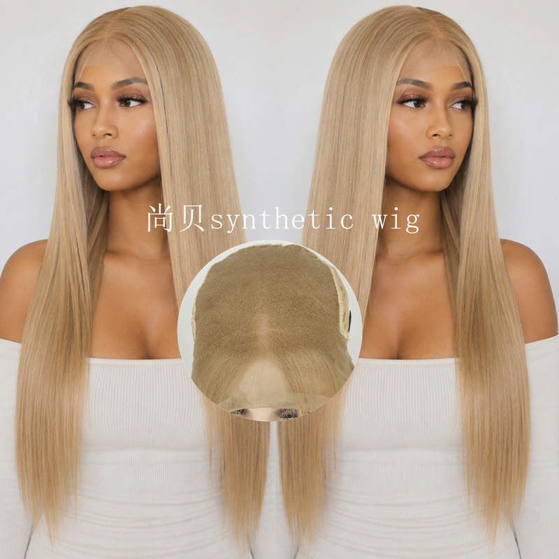13X6 Golden Lace Front Hand-Tied Wig Matte High-Temperature Fiber Role-Playing Anime Cosplay Full Head Wig