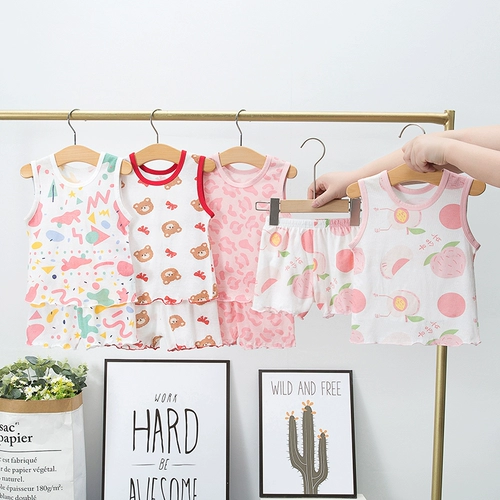 Детская майка топ, комплект, детские тонкие хлопковые шорты для девочек