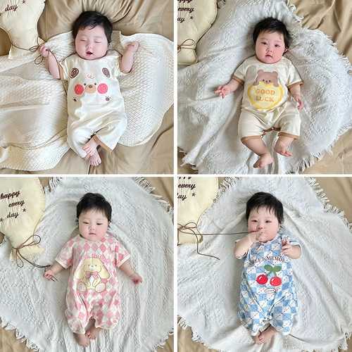 Хлопковое летнее тонкое боди для новорожденных, детская летняя одежда для ползания