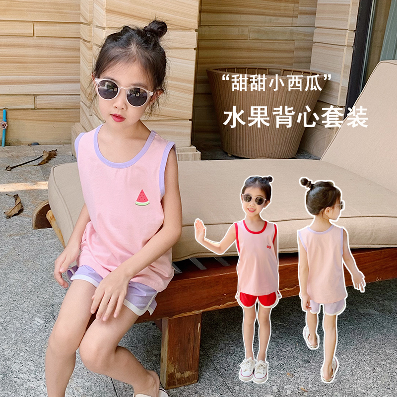 Female Baby Baby Harnesses Suit Summer Pure Cotton Boy Thin children's vest shorts Two sets of 2022 new
