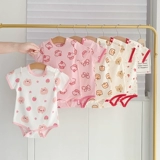 Детское летнее тонкое хлопковое боди, короткий рукав, 0-2 лет