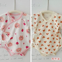 Клубнично-розовый мишка + жаккардовая хлопчатобумажная ткань в стиле ретро с красным сердцем