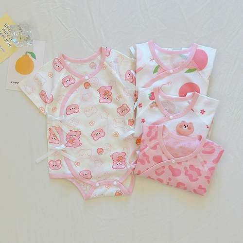 Хлопковое детское боди для новорожденных для девочек для мальчиков, летняя одежда, короткий рукав