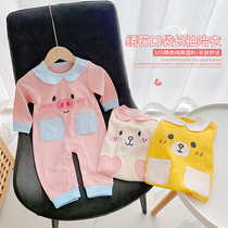 Girl baby Autumn long sleeve ha clothes newborn newborn crawling clothes pajamas 2021 new baby spring and autumn 0-2 years old