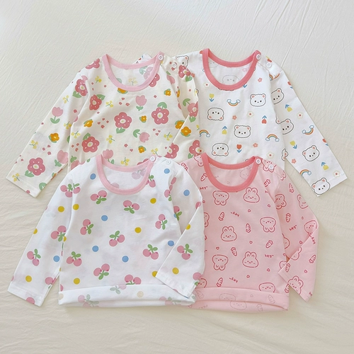 Детское хлопковое базовое термобелье, детский милый осенний лонгслив подходит для мужчин и женщин, осеннее