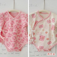 Розовый леопардовый принт + жаккардовая хлопковая ткань с милым клубничным мишкой