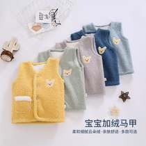 Boy plus velvet spring and autumn clothing bottoming coat small childrens baby girl foreign style autumn wearing thick vest