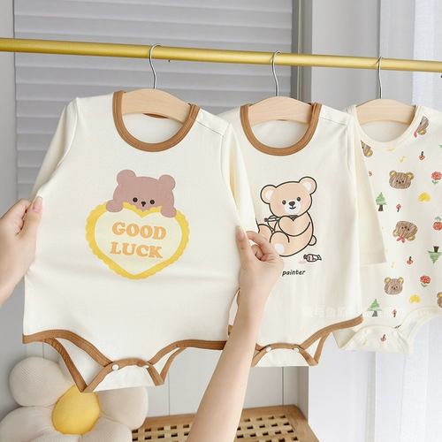 Лонгслив для новорожденных для мальчиков, хлопковое боди, детская осенняя пижама, осенний