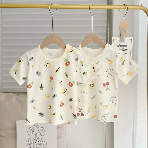 Летняя хлопковая детская тонкая футболка с коротким рукавом для мальчиков, летняя одежда