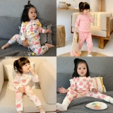 Детское нижнее белье, удерживающий тепло комплект, термобелье, хлопковая пижама, осеннее, высокая талия