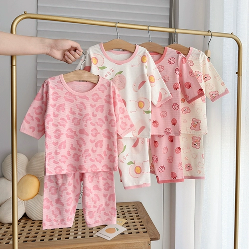 Детский летний комплект для мальчиков, хлопковый тонкий лонгслив, пижама, комбинезон