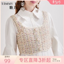 Sugar force spring new loose short style with small camisole braided tweed outer blouse top women