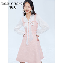 (Shopping mall same model) sugar power high waist thin woven small fragrance tweed skirt dress dress female