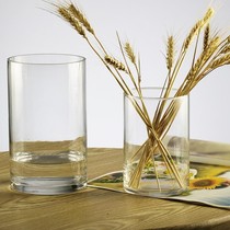 Floor-to-floor straight living room transparent glass large cylindrical Road water culture large wedding rich bamboo vase ornaments