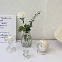 Desktop small object ins Wind combination retro glass vase transparent silk ornaments vase flower home decoration