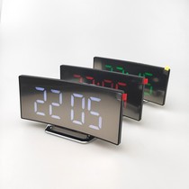 Alarm clock full curved screen bedroom clock large screen LED luminous surface clock silent student creative bedside mirror Electronics