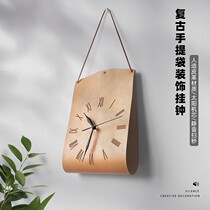 Bag-shaped bedroom wall clock leather when clock Wall personality mute retro living room creative modern art decorative clock