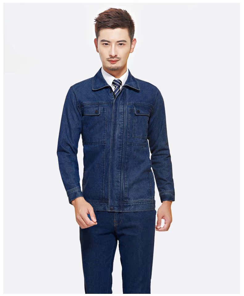 Mùa xuân và mùa thu mùa đông dày denim thợ hàn nam thiết lập Điện hàn than khai thác ngầm đồng phục công việc lỏng lẻo mặc các kiểu đồ bộ mặc ở nhà đẹp