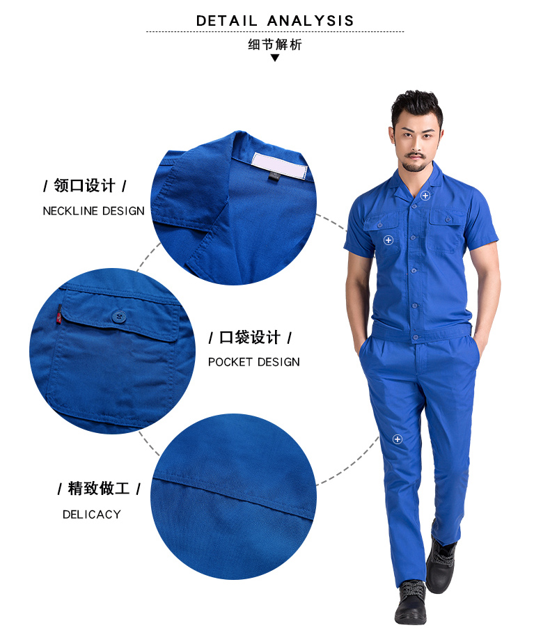 Quần áo bảo hộ lao động mùa hè cho nam dài tay ngắn tay áo mỏng Công cụ bảo hiểm lao động mùa hè Trang web dịch vụ mặc màu xanh bộ thể thao nam đẹp