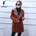 Z Di Sha 澜 của phụ nữ 2017 phù hợp với cổ áo cừu cắt coat hai mặt lông dài áo MYP71126T áo dạ lông cừu nữ đẹp Faux Fur