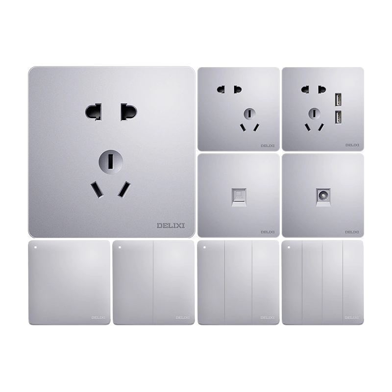 Dresy switch socket panel perforated wall Home Five holes with switch usb Silver color 86 type 12 open-Taobao