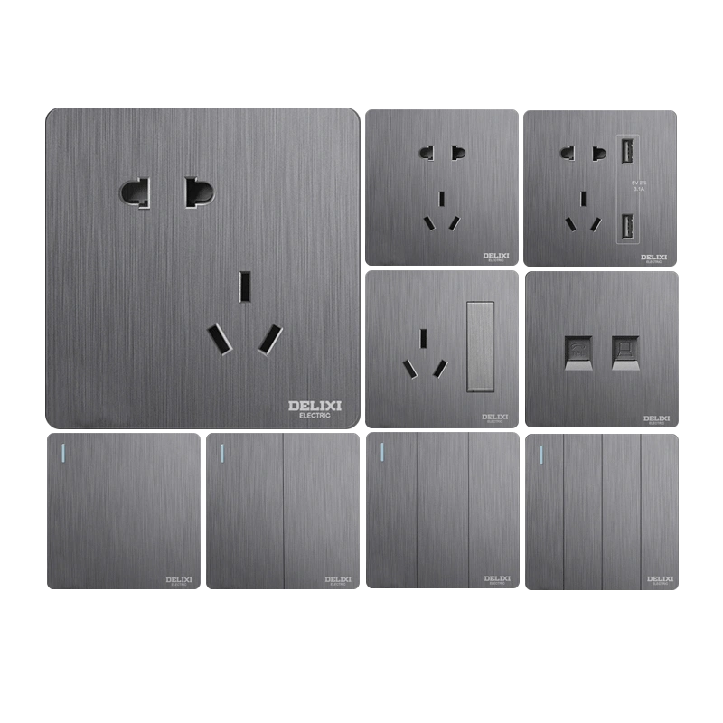 Deri West Switch Socket Superior Grey Household Three Holes With Single Switch Five Holes Cuttage Seat Usb Panel Concealed-Taobao