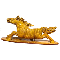 Golden nanmu horse racing root carving ornaments small leaves Zhennan water ripple hand-carved zodiac gifts and crafts