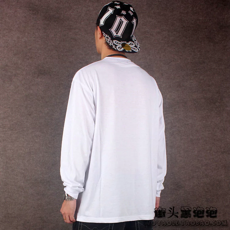 Màu rắn đường phố cao HIPHOP street dance skateboard hip hop dài tay T-Shirt đáy áo sơ mi lỏng XL nam triều áo sơ mi cửa hàng bán áo thun nam cao cấp