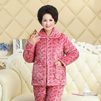 Đồ ngủ nữ mùa đông san hô nhung nhung dày flannel ấm trung niên bà ngoại phục vụ nhà pyjama thu đông