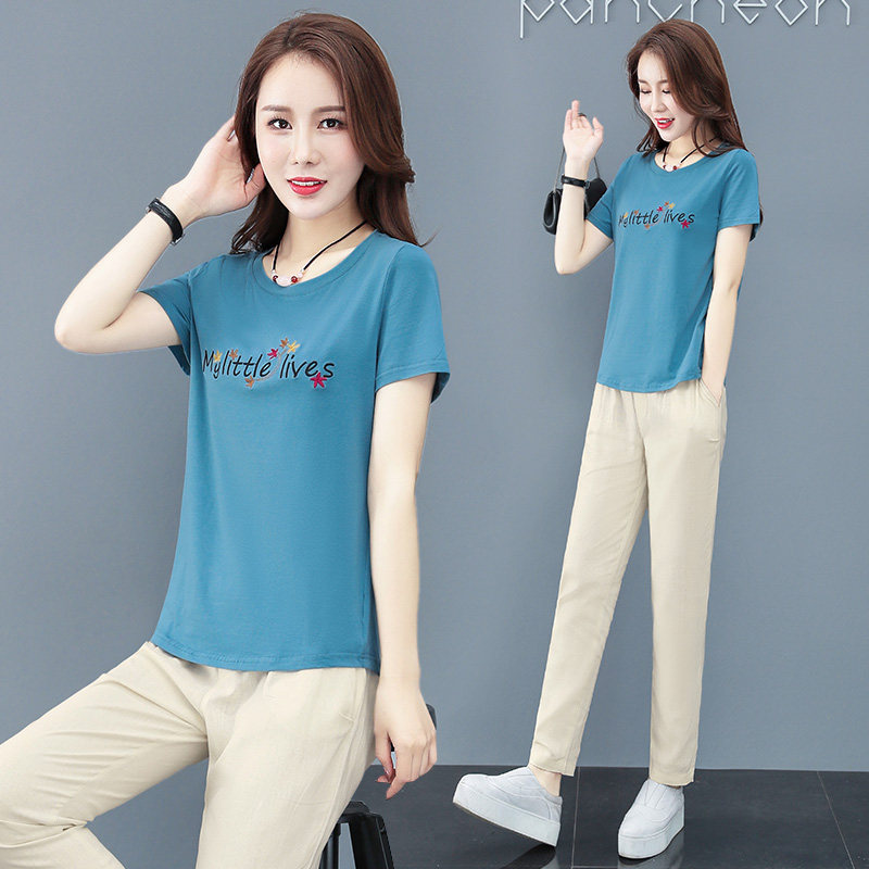 Sports suit women's summer 2021 new Korean version of the fashion foreign temperament casual summer dress ladies two-piece set