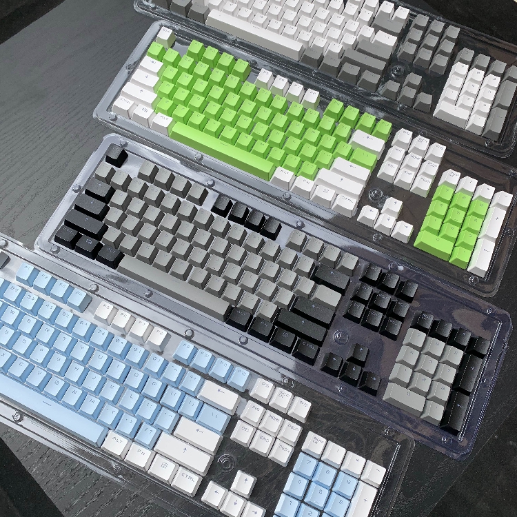 Color pbt lovers creative gift diy powder blue white grey black mechanical keyboard cross shaft 104 compatible with 87 keycaps