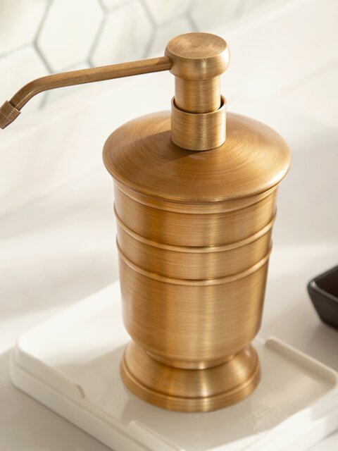 American all-copper bathroom toiletries set, drain toothbrush cup holder, mouthwash cup, press hand sanitizer bottle storage