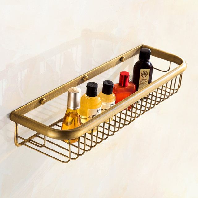 European-style bathroom shower rack all-copper antique wall-mounted toilet bathroom shower room bathroom storage rack