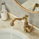 Antique carved all-copper faucet household hot and cold water American retro bathroom washbasin single-hole faucet