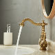 Antique carved all-copper faucet household hot and cold water American retro bathroom washbasin single-hole faucet