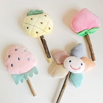 Cat cute funny Wood Tianliao bite toy molars tooth stick self-Hi interactive funny cat cute fruit flower shape