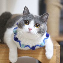 Pet horn hair ball dress fake collar cat collar bow tie scarf cute wool hand-woven photo decoration