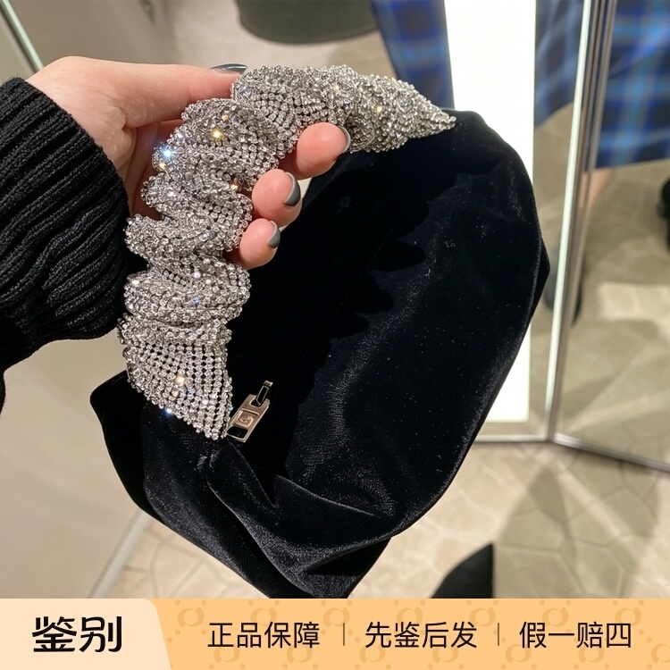 Alexander Wang Rhinestone Handbag Velvet Bag Shiny Diamond Dumpling Bag for Women