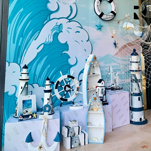 Летний океанский тематический дисплей, украшение для окна торгового центра, реквизит, доска для серфинга, DP Point, макет морского пляжа, скейтбординга