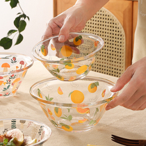 Transparent glass bowl fruit bowl home 2021 new salad bowl two-piece heat-resistant dessert bowl small essence to net red